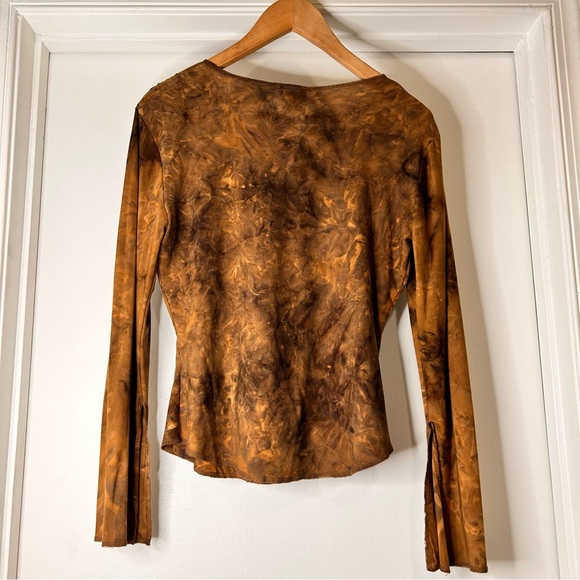 Mixit Brown Tie-Dye Blouse with Bead Embellishments - Size S - Picture 5 of 10